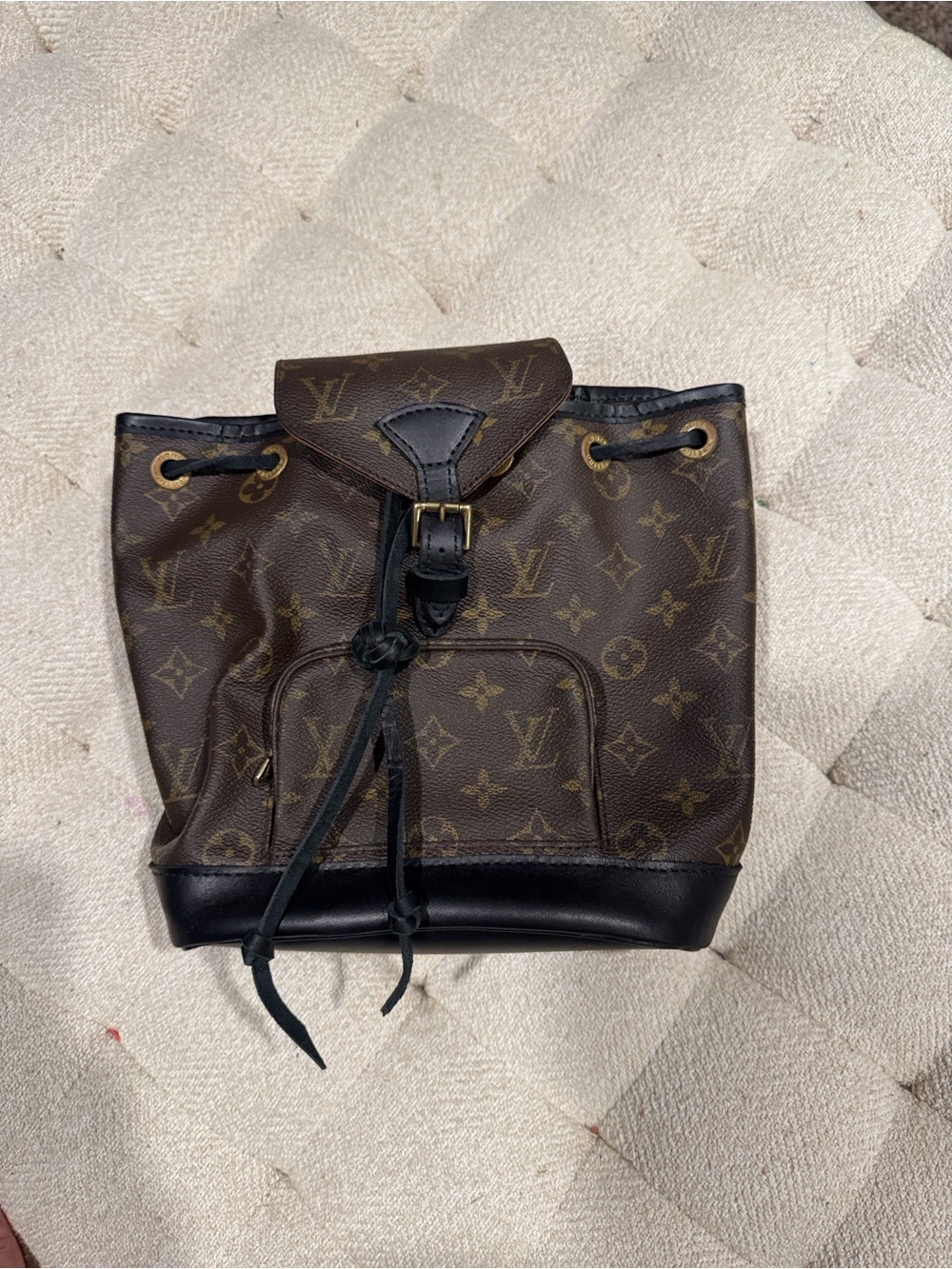 Revamped Louis Vuitton Monogram Drawstring Backpack by Vintage Boho Bags